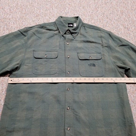 The North Face Shirt Mens Large Green Plaid Button Down Short Sleeve Hiking Camp - Picture 13 of 16